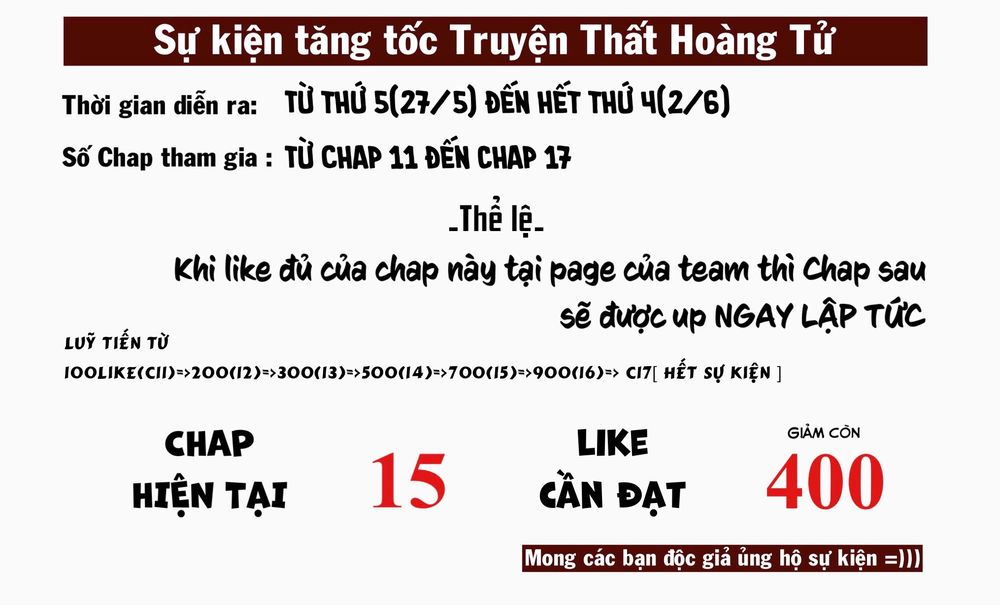 chuyển sinh thành thất hoàng tử Chapter 15 - Next chapter 16: - hết event